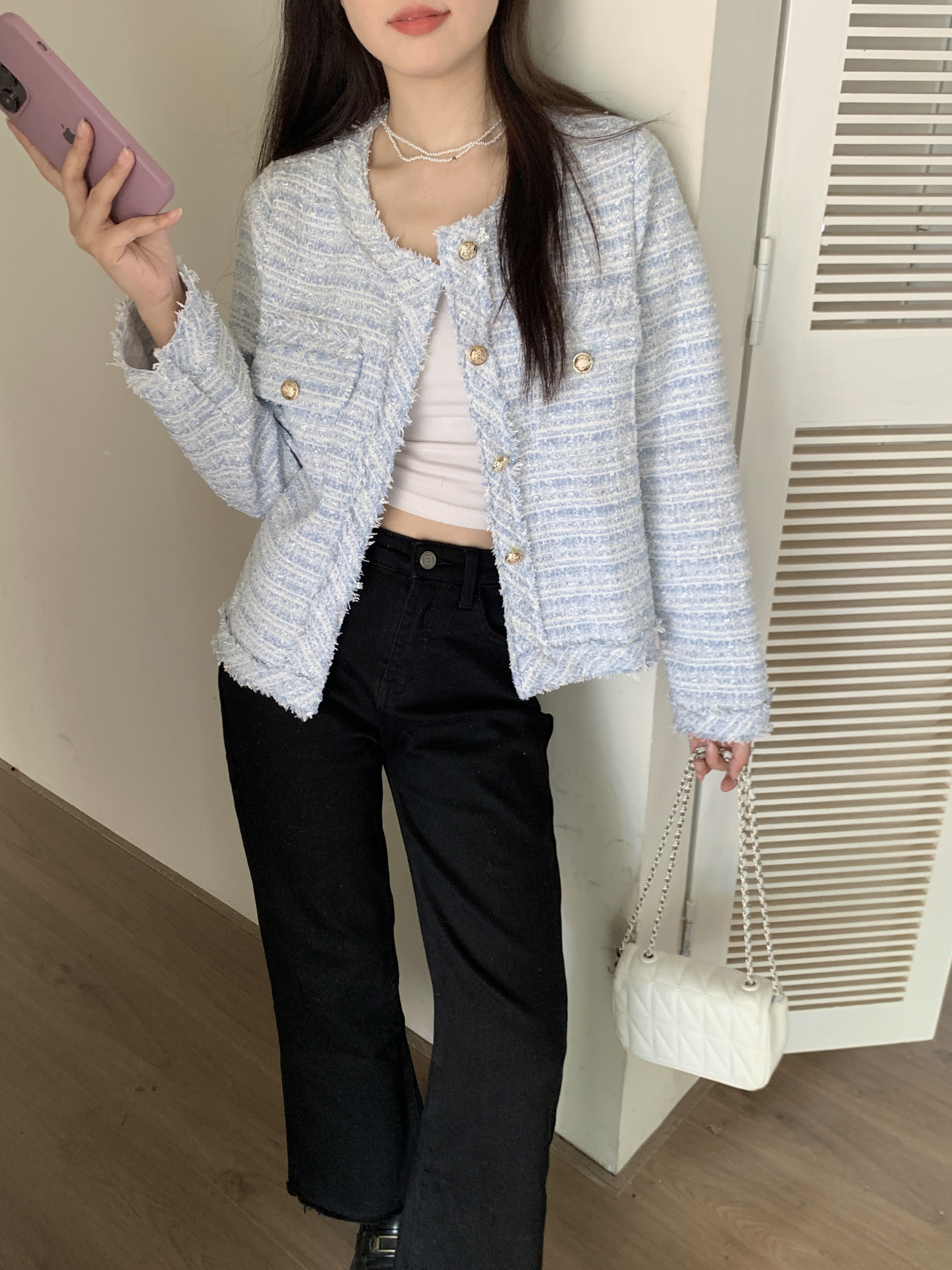 實拍 秋冬新款小香風法式名媛高級感氣質短款外套女設計感上衣