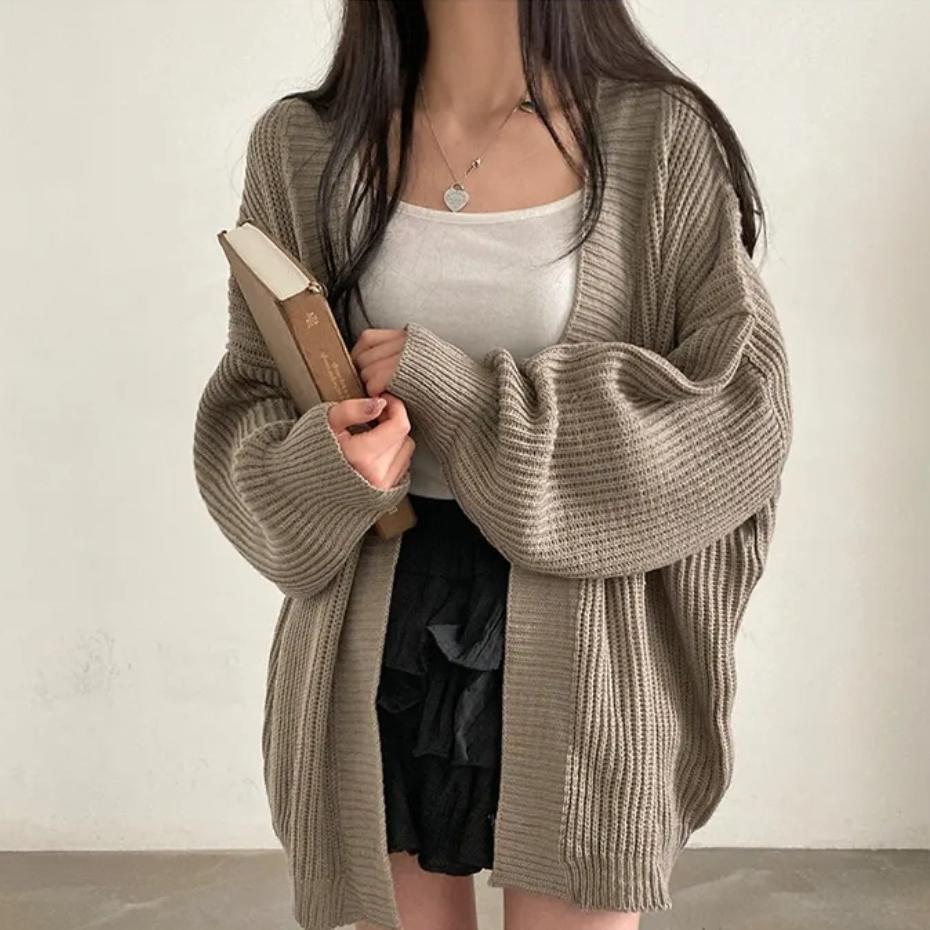實拍保護 大碼胖mm秋冬慵懶毛衣外套中長款保暖百搭針織開衫