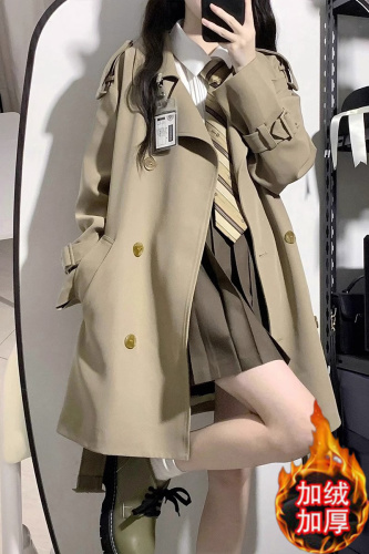 Women's 2023 new autumn and winter Korean preppy style high-end Hepburn coat with velvet windbreaker for small people