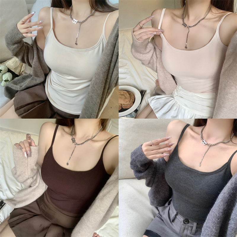實拍wan能打底優越外擴顯胸帶胸墊可拆卸磨毛吊帶背心內搭bra