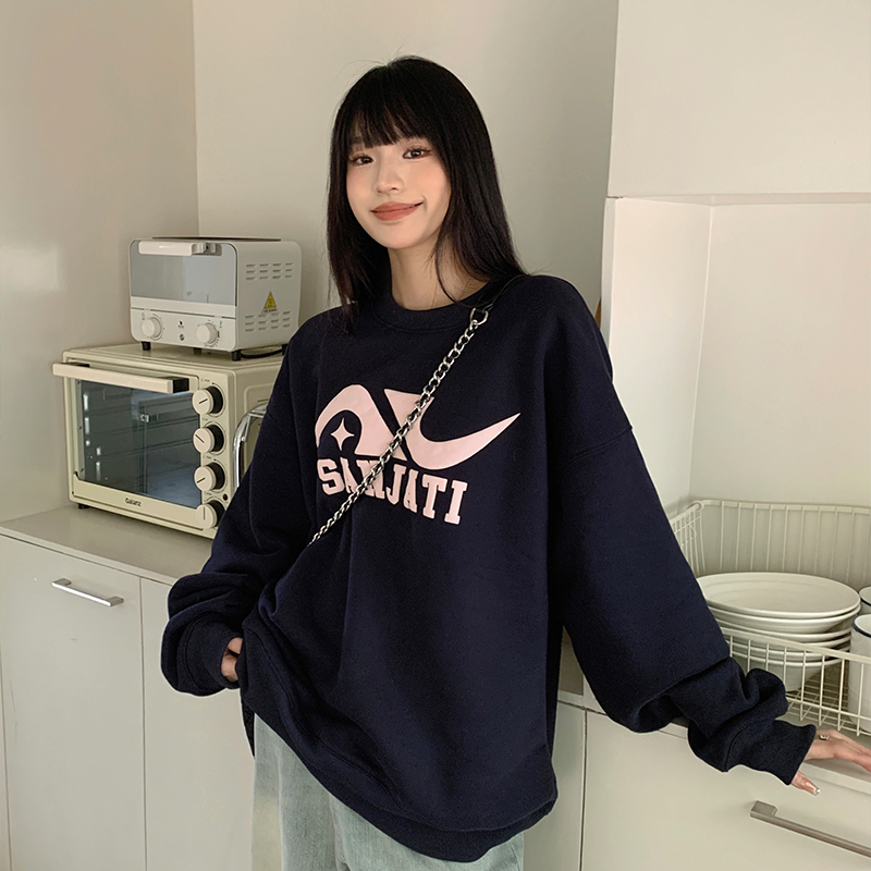 官圖 華棉複合薄款310克/加絨410克 秋冬裝衛衣女印花寬鬆大碼