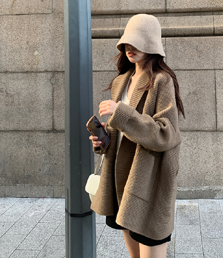 WITHMXBOOM灰灰家針織開衫女早秋2023新款高級感別致寬鬆毛衣外套
