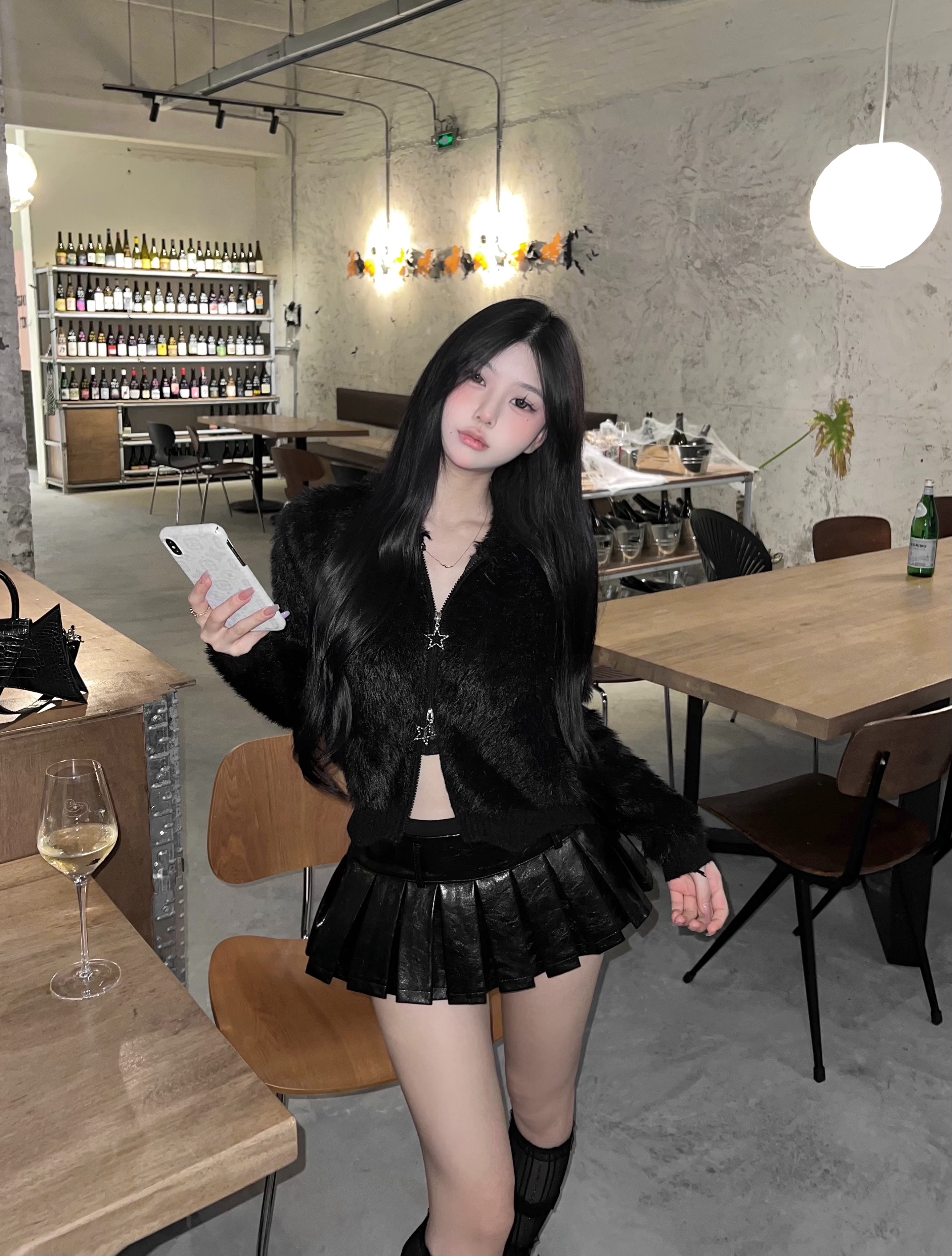 實拍~溫柔水貂絨短款針織外套女軟糯拉鏈開衫冬純欲氣質上衣
