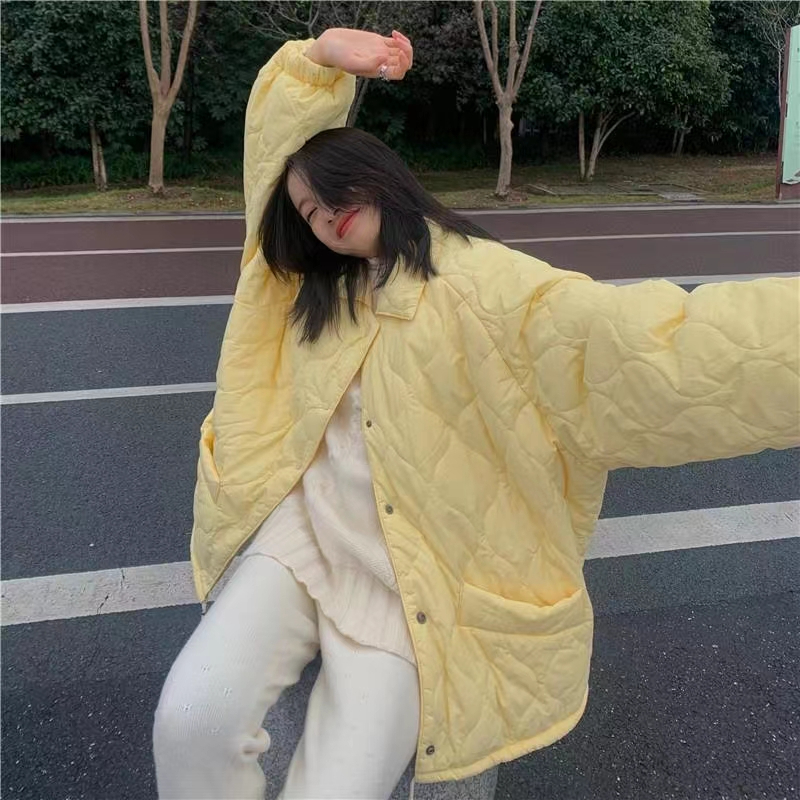Korean chic doll collar thickened jacket women's lining lambswool large size fat mm jacket