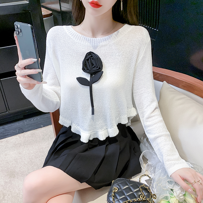 秋季女2023年新款不規則漂亮小衫洋氣打底衫顯瘦別致長袖早秋上衣