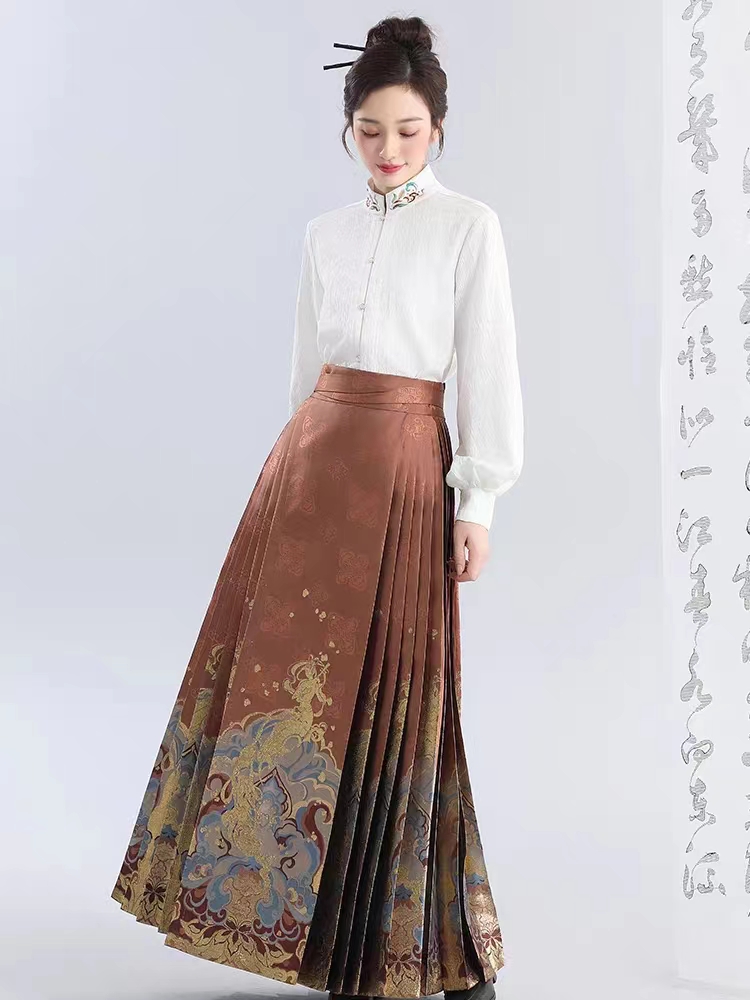 敦煌樂仿妝花三色馬面裙秋冬日常國風百搭四季款