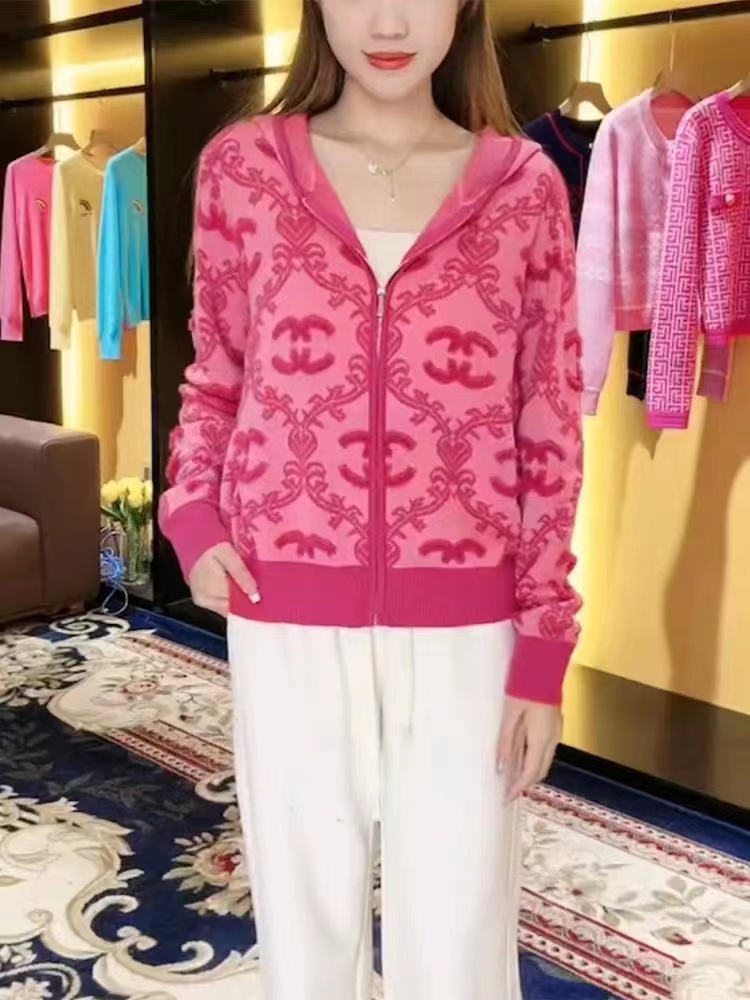 冬季女裝2023年新款休閒時尚藝術生奶乖火龍果色提花毛衣針織開衫