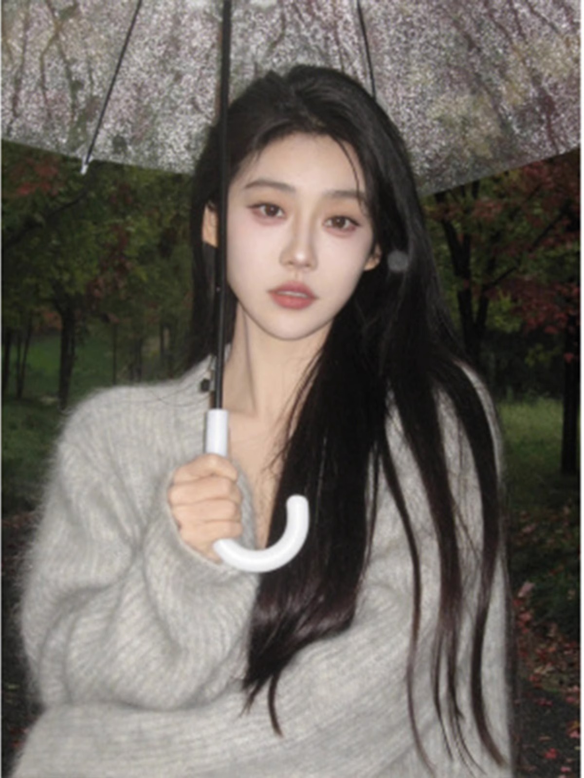 馬海毛#美式復古灰色海馬毛毛衣女款2023新款寬鬆慵懶風軟糯開衫