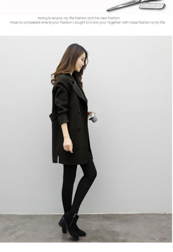 Autumn and winter woolen coats for women, mid-length Korean style large size woolen coats, loose and slim woolen coats for small people