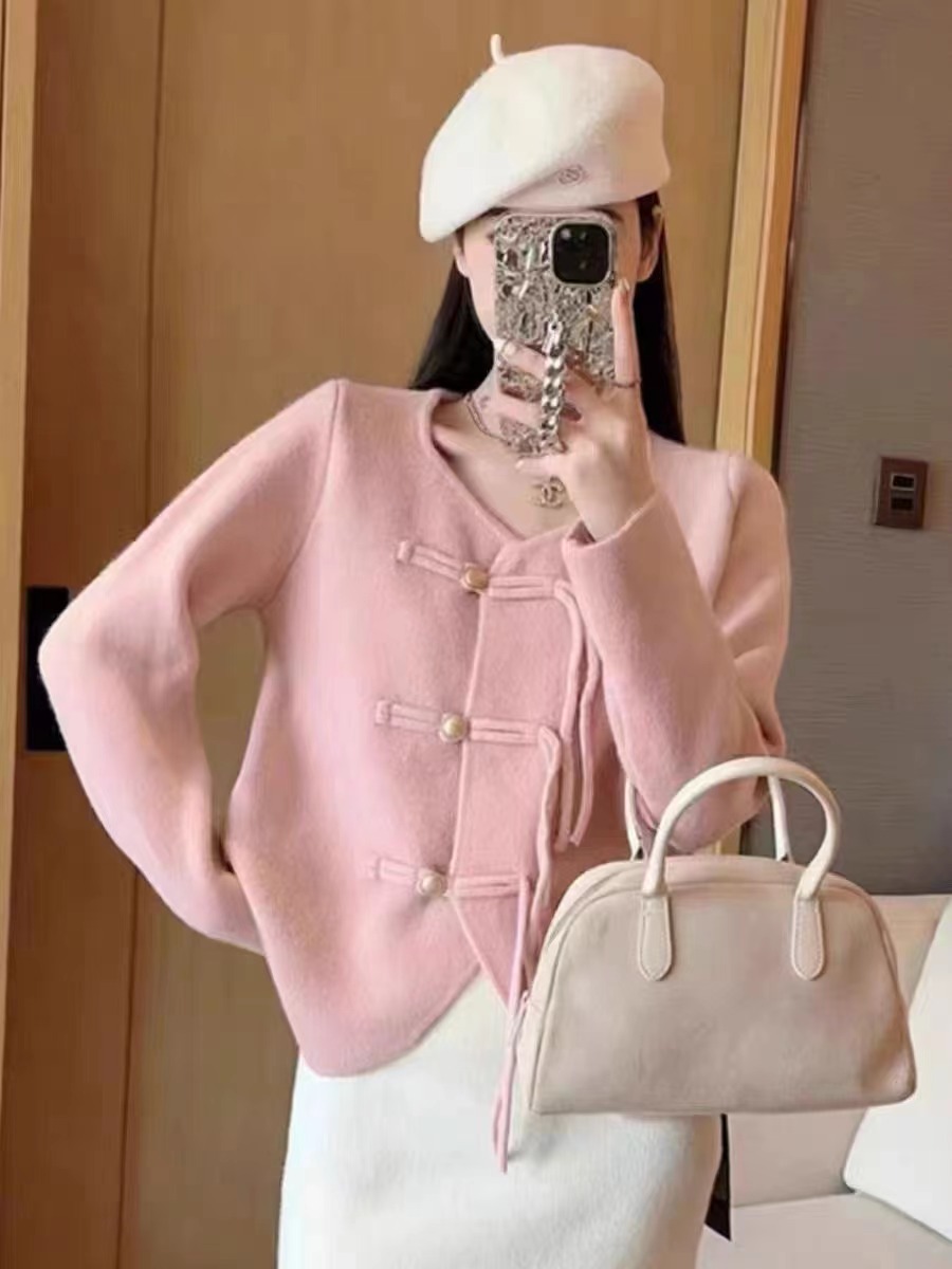 新中式流蘇盤扣開衫毛衣女秋冬2023新款高級感超好看針織外套上衣