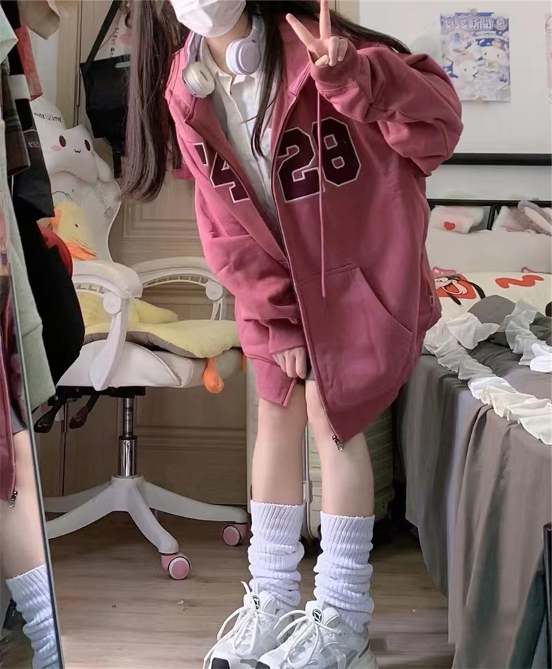 310g cotton interwoven fabric, non-pilling, winter velvet sweatshirt for women, embroidered hood, double layer hood with back strip