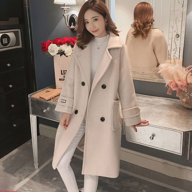 Woolen coat women's mid-length Korean version 2023 new spring and autumn student Hepburn style slim and versatile woolen coat