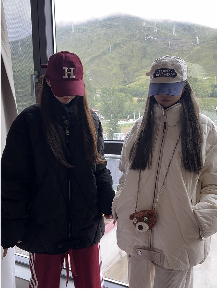 美式復古菱格寬鬆情侶立領小個子棉服男女2023年冬季新款外套韓版