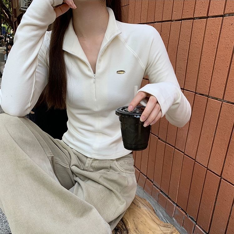 德絨新款美式半高領百搭打底衫上衣秋冬內搭修身顯瘦長袖T恤潮