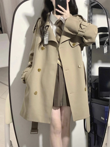 Women's 2023 new autumn and winter Korean preppy style high-end Hepburn coat with velvet windbreaker for small people