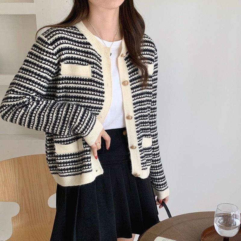 Xiaoxiangfeng Knitted Cardigan Women's Autumn and Winter Temperament Little Lazy Sweater Thickened Short Jacket Ice Silk