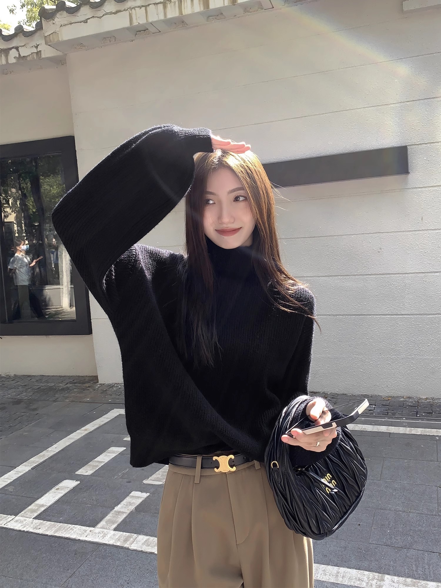 網紅高領毛衣ins設計感小眾慵懶風針織 短款秋冬新款韓版針織衫女