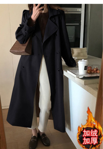 Plush velvet windbreaker coat for women, mid-length and small, 2023 autumn and winter new fashion trendy chic Korean style coat