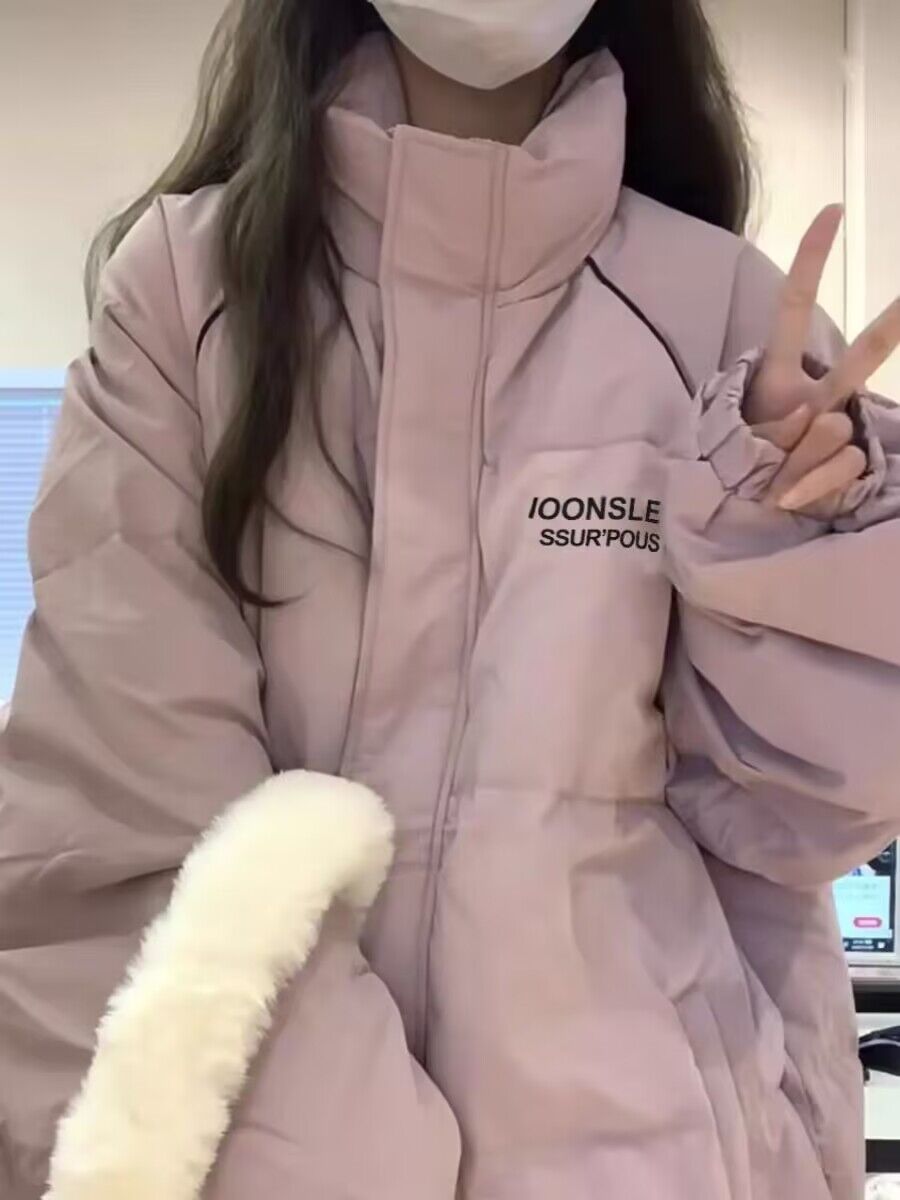 2023 new stand-up collar bread coat cotton coat female winter student loose versatile thickened warm cotton coat