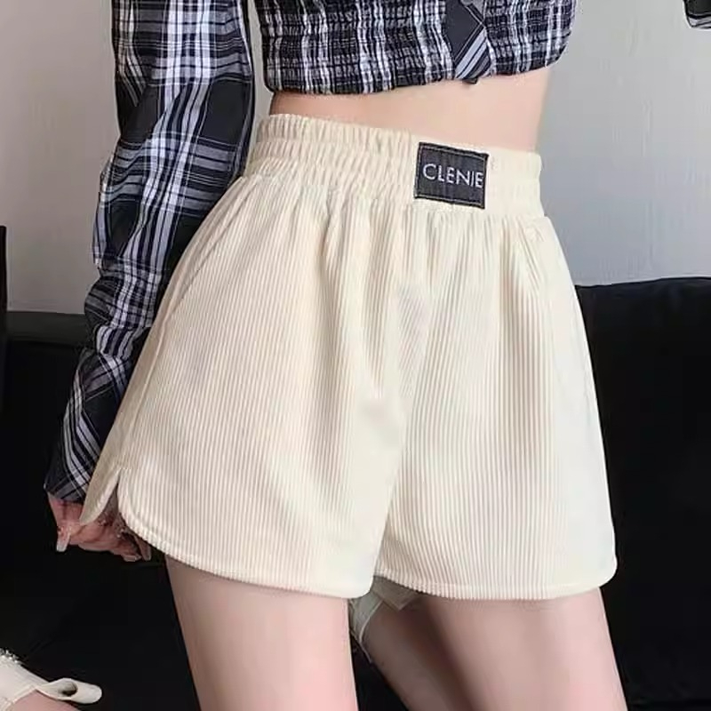 Original workmanship retro corduroy wide-leg pants for women in autumn and winter new high-waist slim shorts versatile outer wear a-line pants