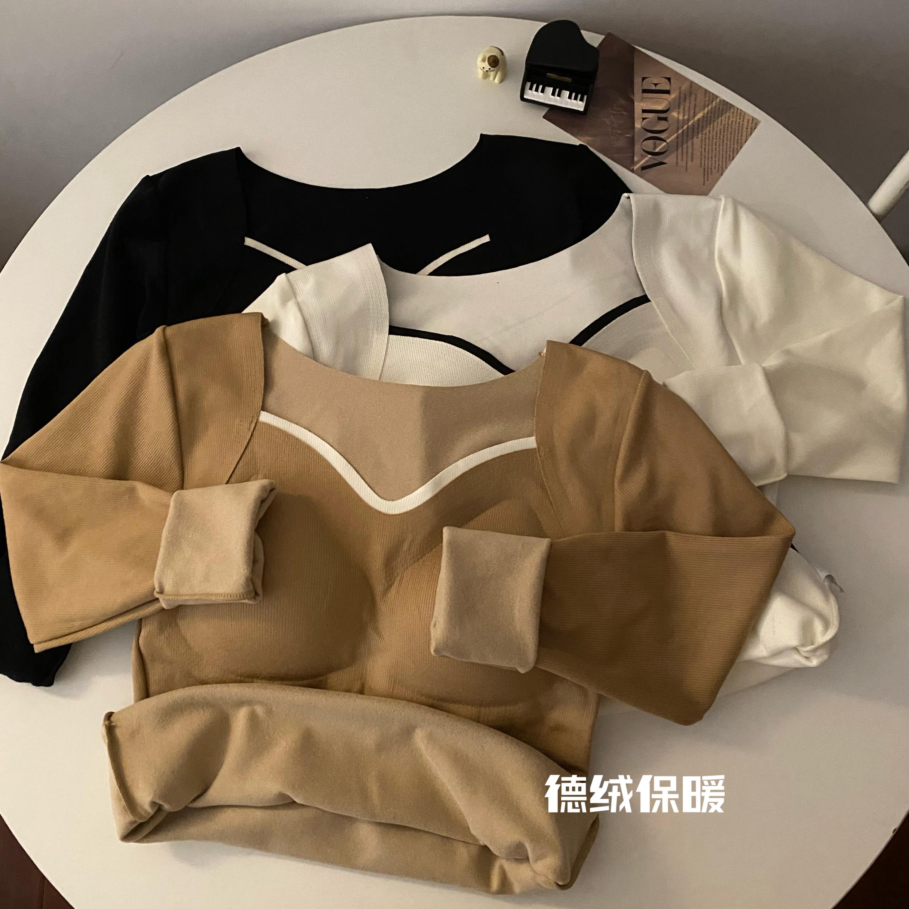 Actual shot~Winter Korean style German velvet slim-fitting thermal underwear for women plus velvet outer wear long-sleeved T-shirt bottoming top