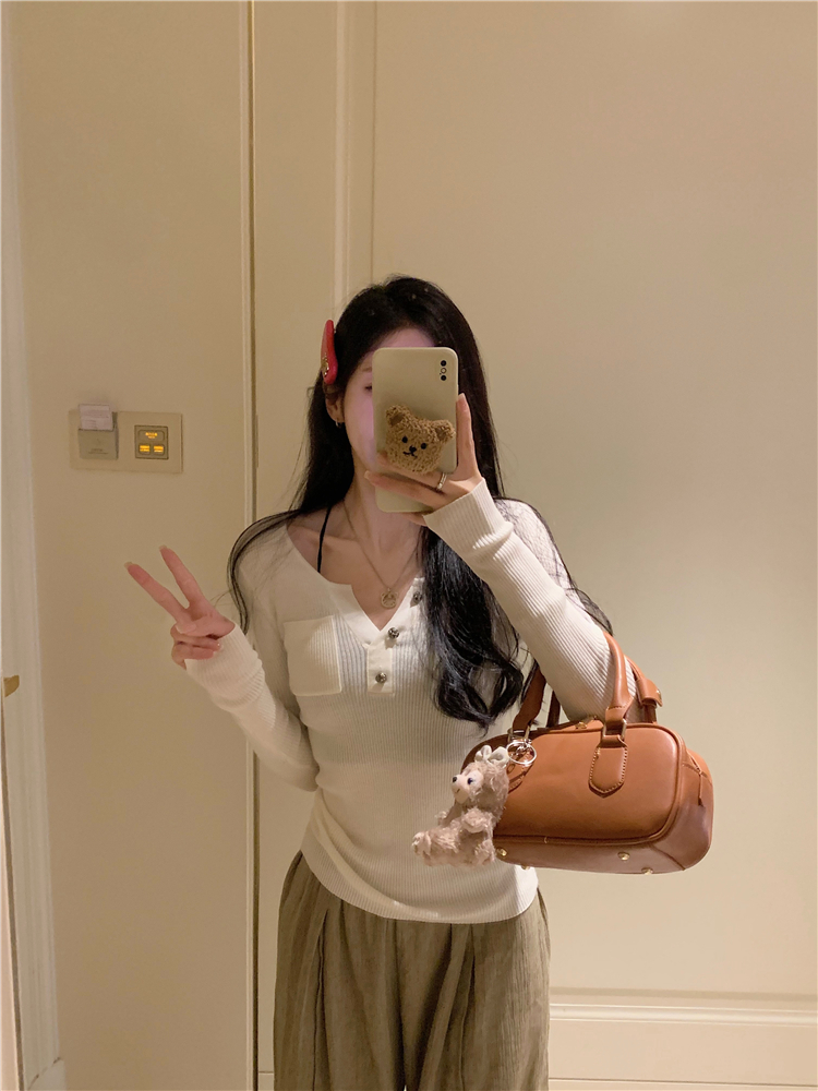 實拍~韓系修身羊毛打底衫女針織上衣