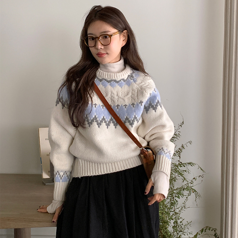 韓國INS博薦！重工加厚提花針織毛衣女