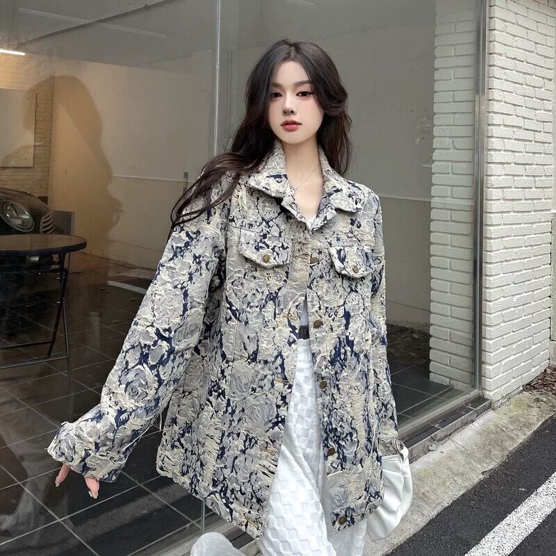 American high street all-print denim jackets for men and women retro ins fashion brand niche design couple vintage jackets