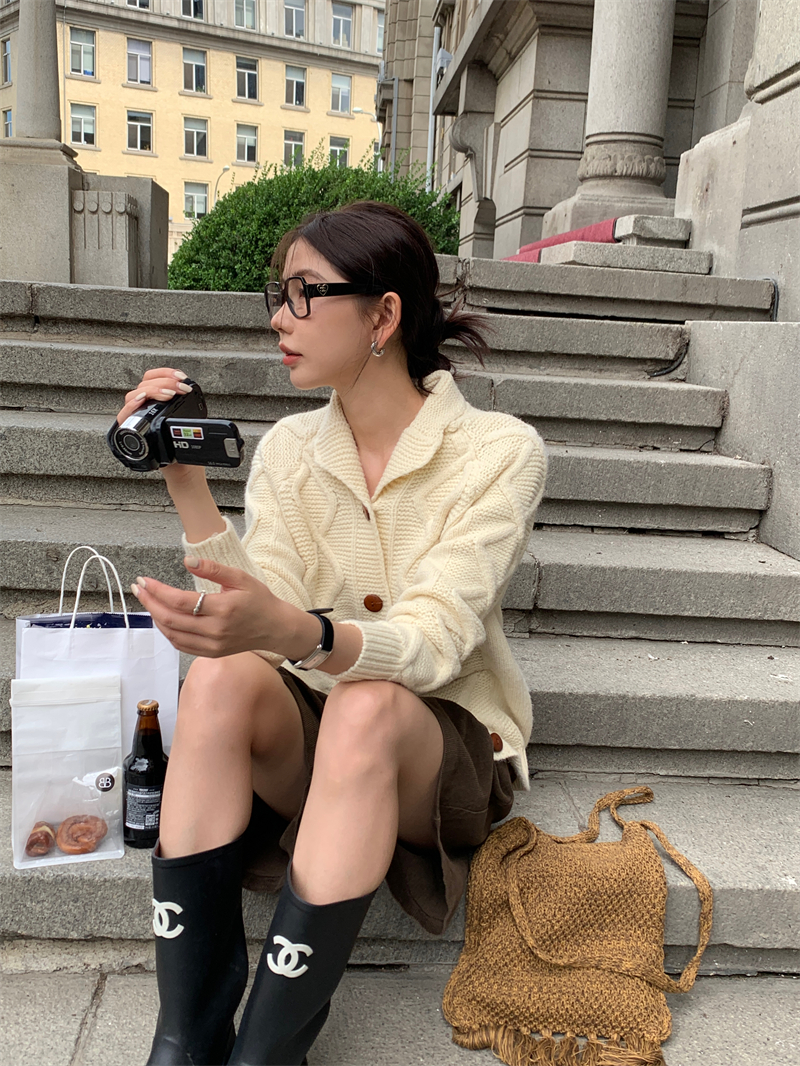 實拍 韓系慵懶百搭多穿厚實毛衣外套