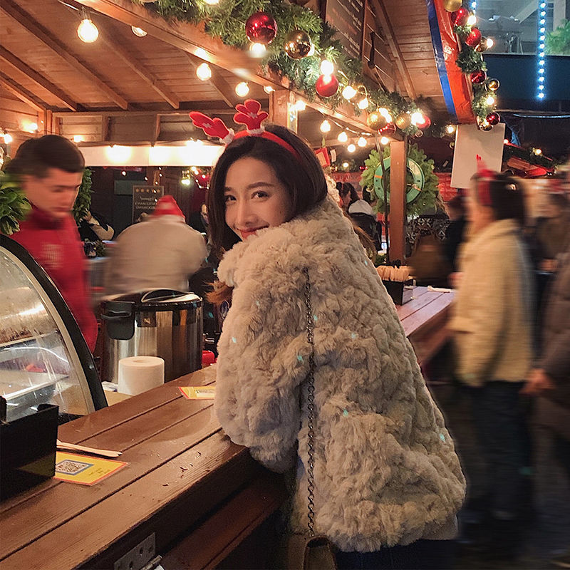 2023 New Lamb Wool Short Short Fur Lady’s Autumn and Winter Cut Rabbit Hair Lamb Velvet Jacket for Women