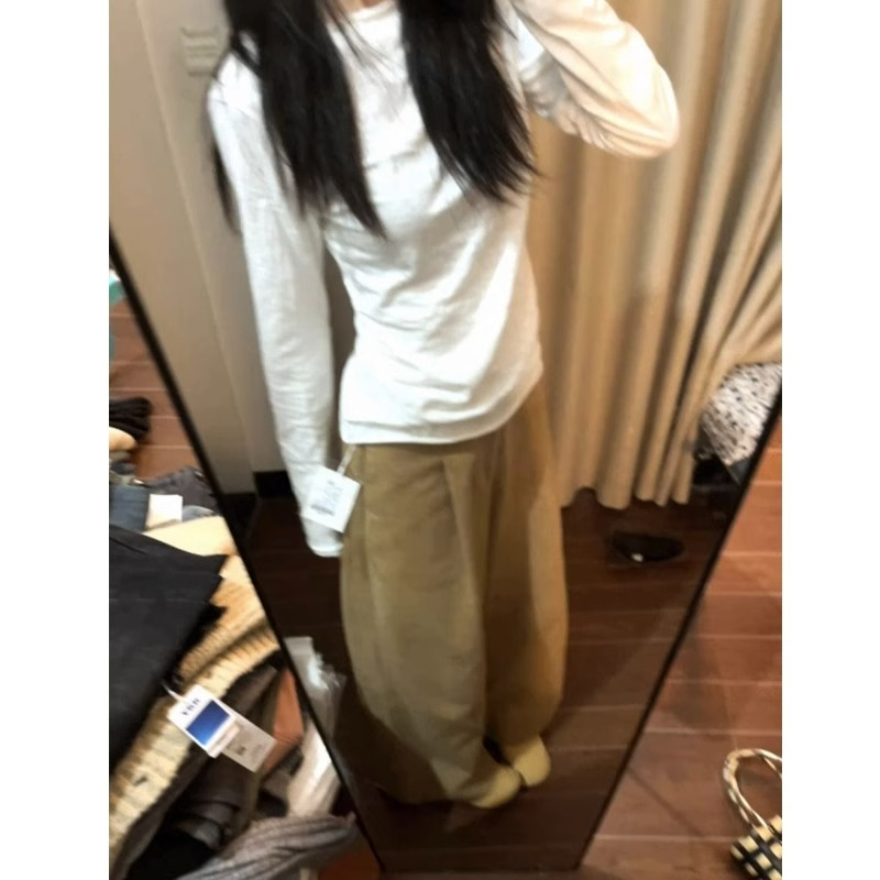 秋冬白色打底衫女春秋冬薄款內搭修身顯瘦緊身小個子正肩長袖上衣