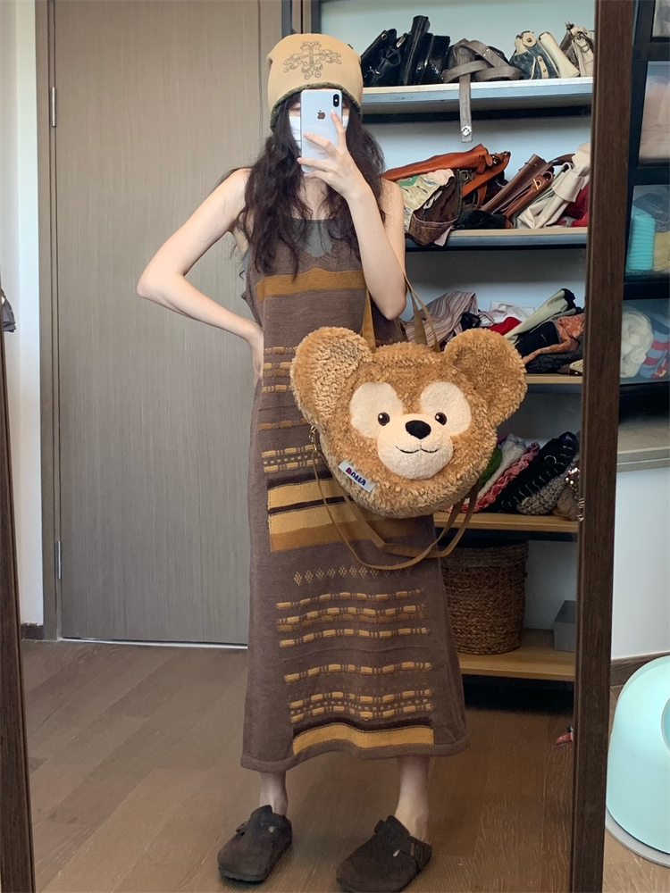 Roundshop vintage***'古着毛線撞色背心裙 ******款 美拉德