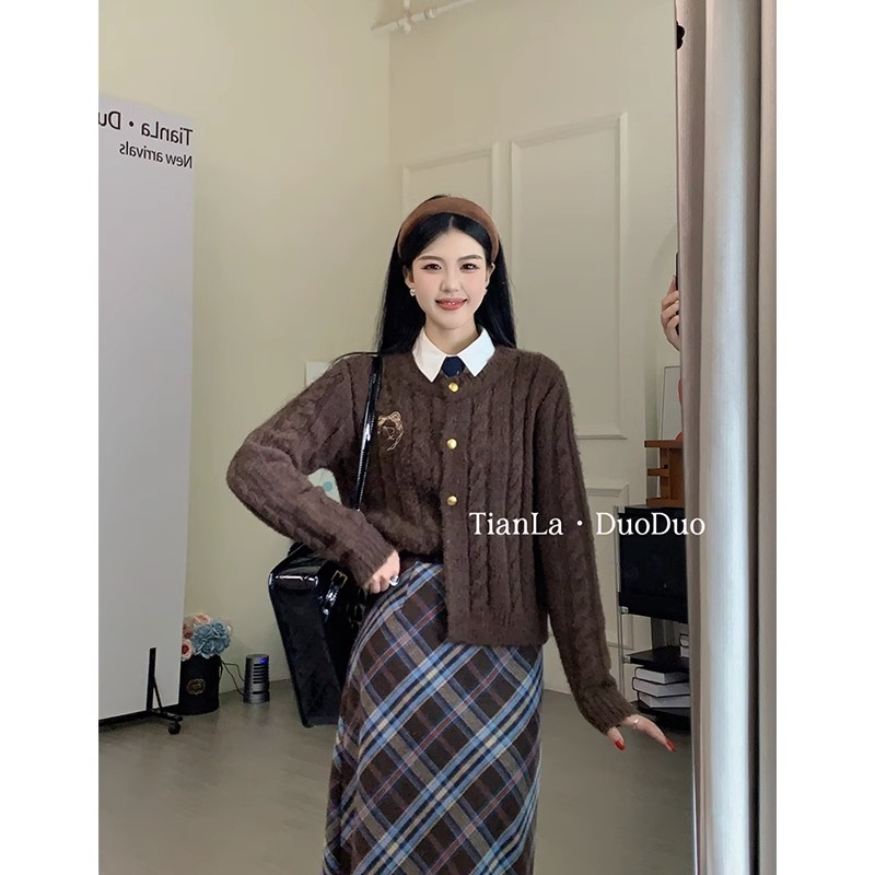Sweet and Spicy Autumn Movement Maillard Knitted Cardigan Jacket Women's Autumn Loose Twist Sweater