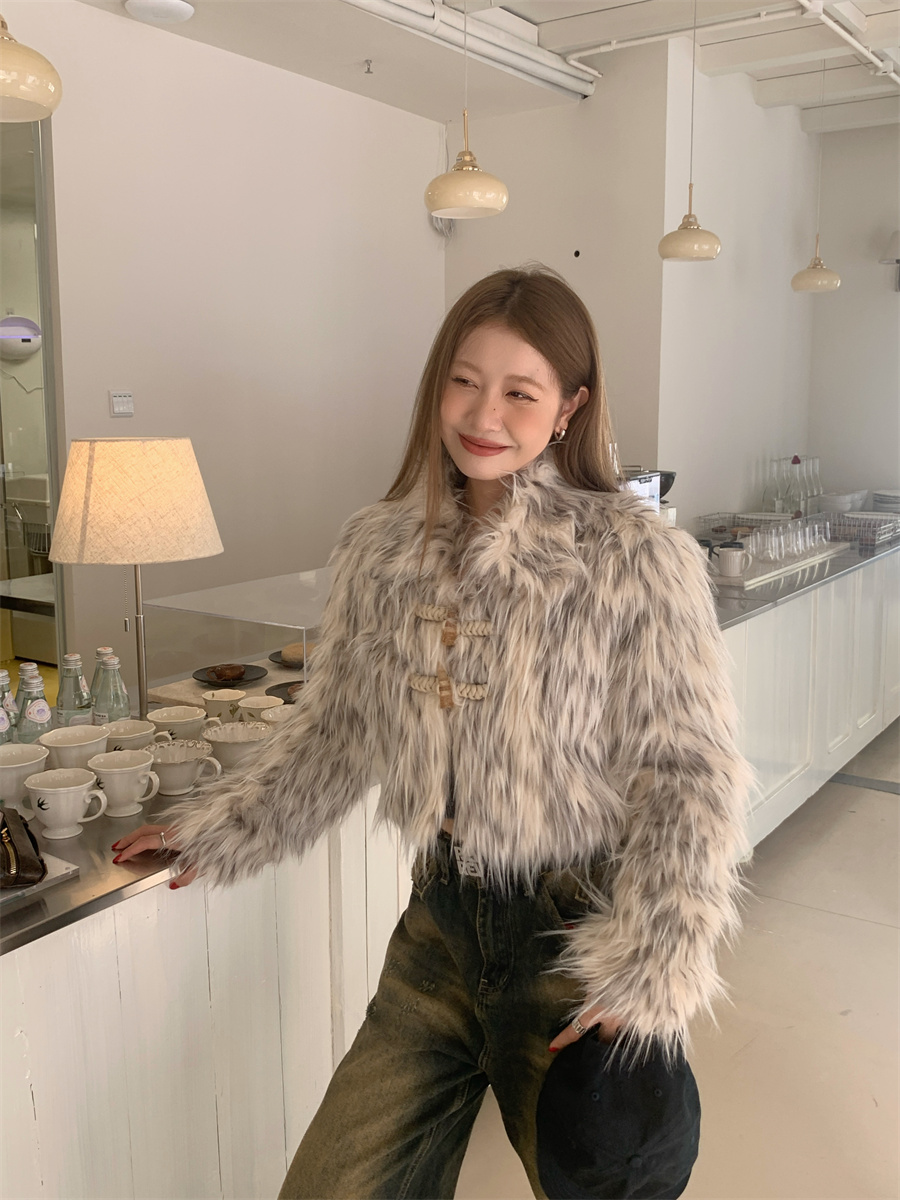 Real shot!  Pussycat Dolls imitation mink eco-fur slimming short furry quilted jacket for women
