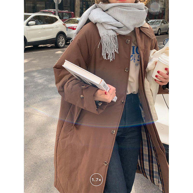 實拍一件過冬冬日韓系加厚立領棉服秋冬復古長款百搭加厚外套