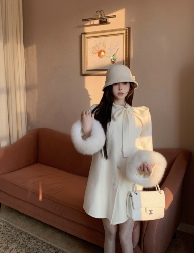 Double-sided woolen coat for women, mid-length and temperament, this year's popular woolen coat for small people