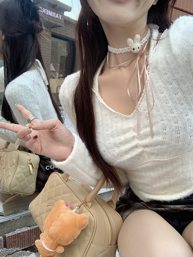 實拍軟糯溫柔 軟糯收褶綁帶T恤女秋冬修身顯瘦打底內搭上衣