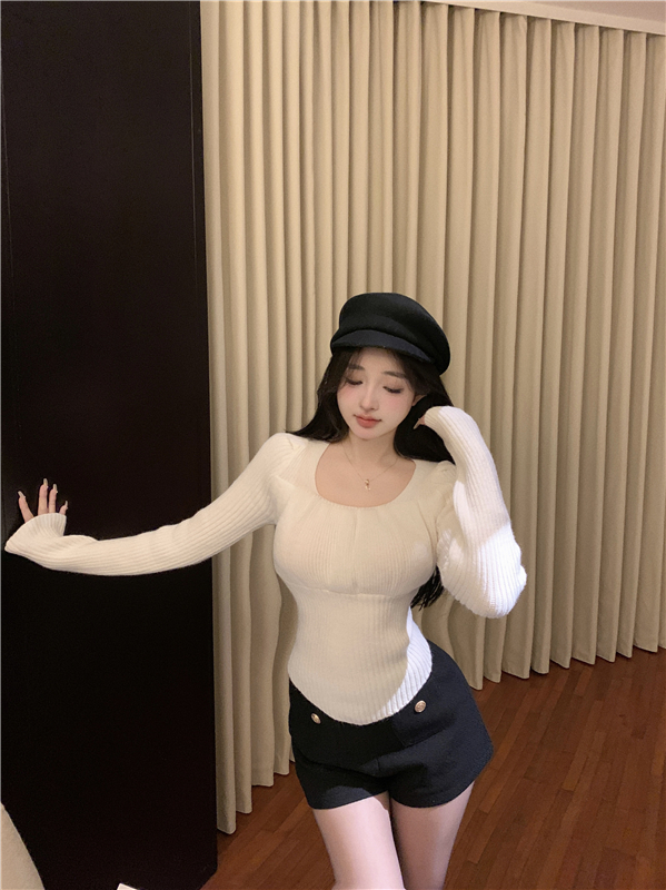 實拍  秋冬季新款修身顯瘦圓領長袖毛衣