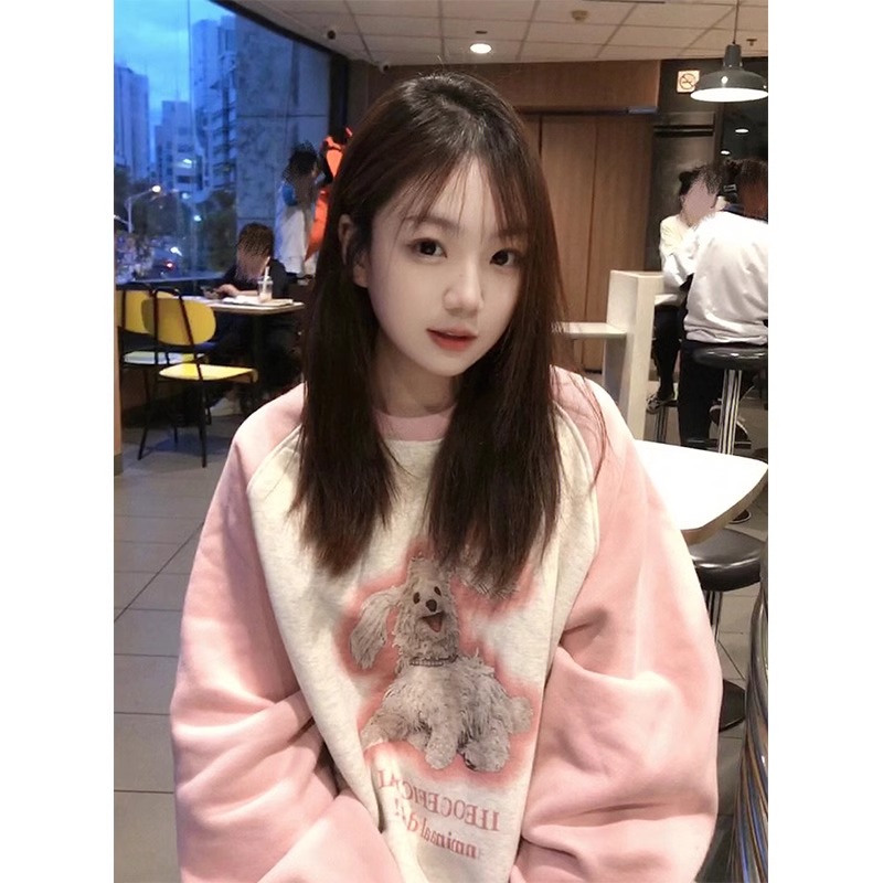 CVC棉面華棉復牛奶絲秋冬薄款300克加絨400克印花拼色衛衣女