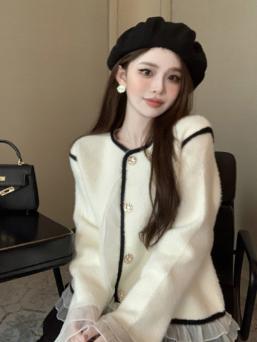 Actual shot Korean style imitation rabbit fur mink velvet jacket for women autumn and winter loose thickened top half open collar short jacket