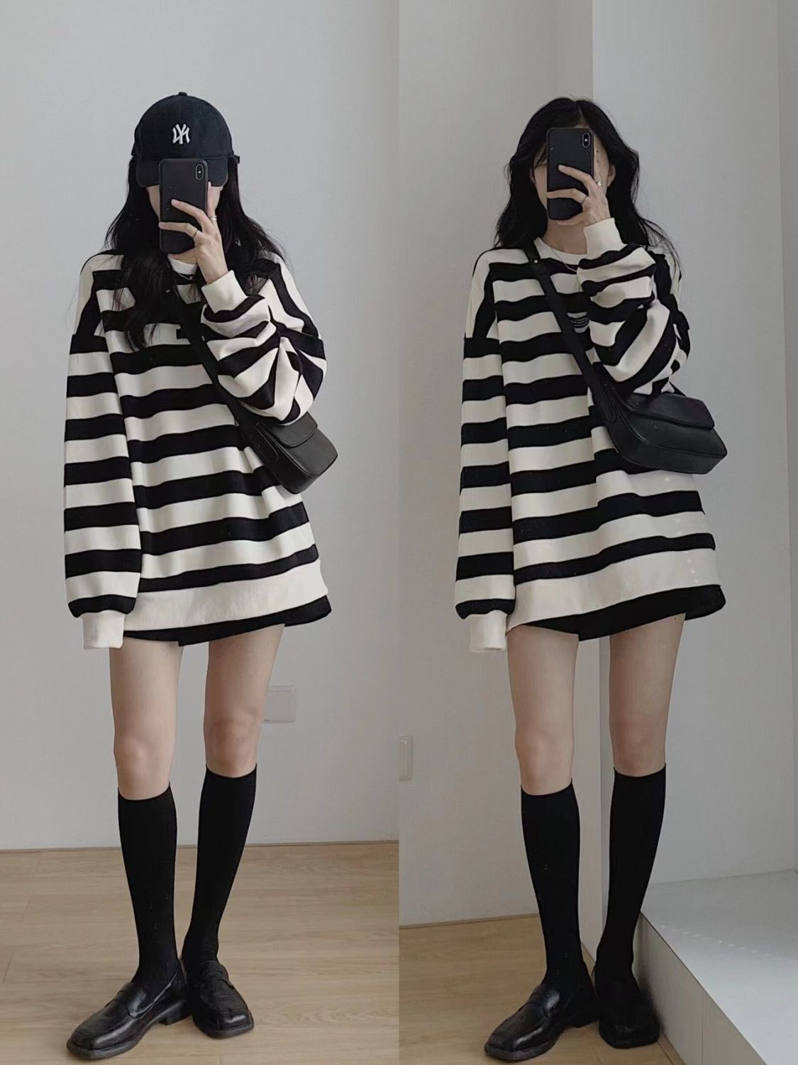 國潮條紋衛衣女春季裝新款撞色日系復古oversize寬鬆學生長袖上衣