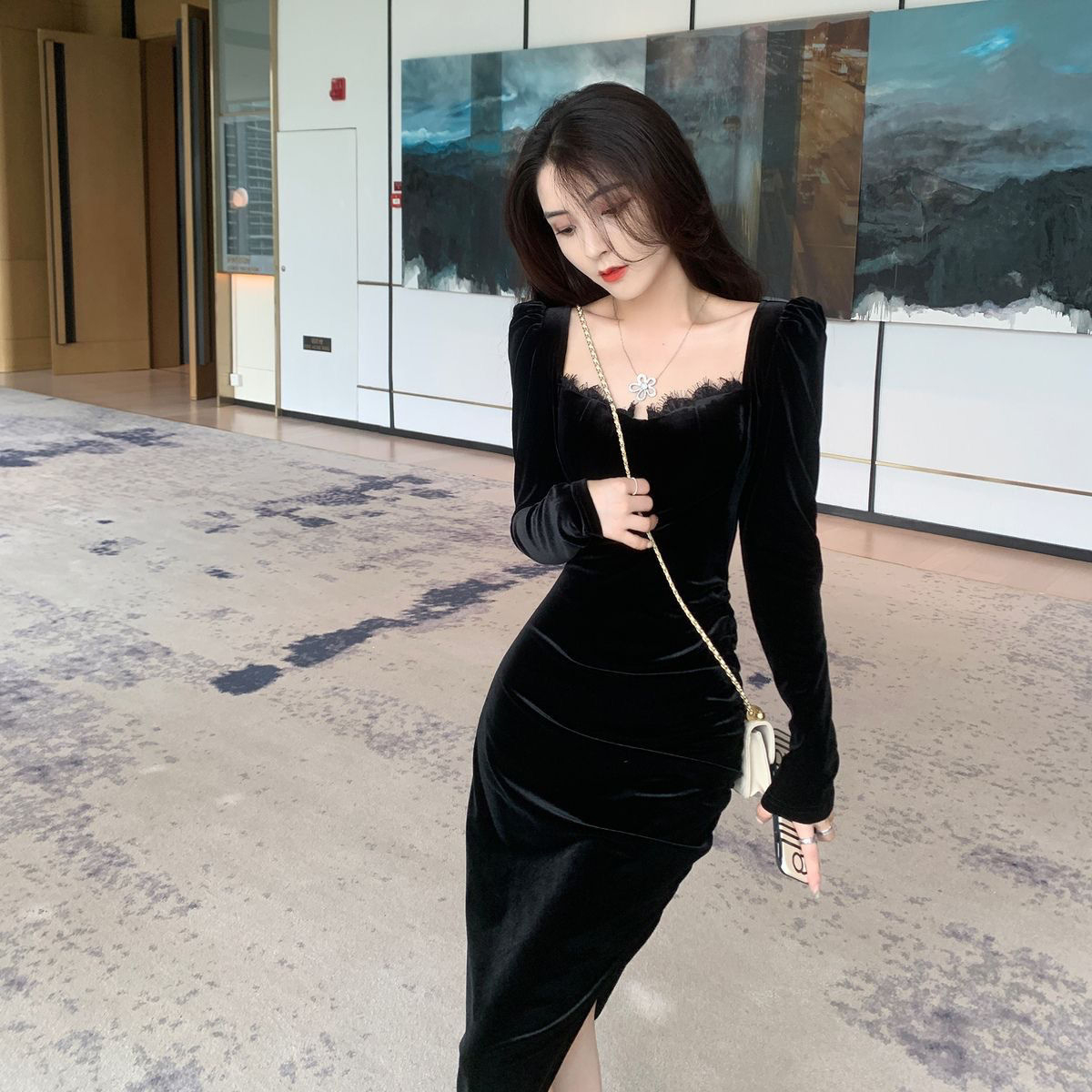 連衣裙春秋裝2023年新款女時尚氣質百搭復古港味潮ins法式復古