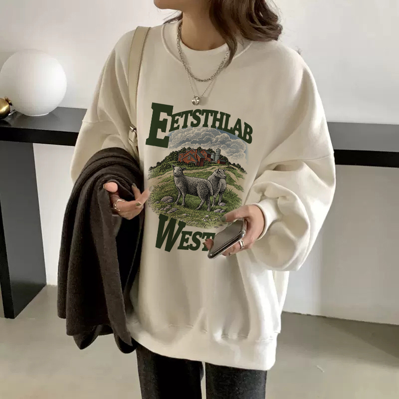 加絨420克聚酯纖維67%棉30%其他3%圓領衛衣女寬鬆美式女