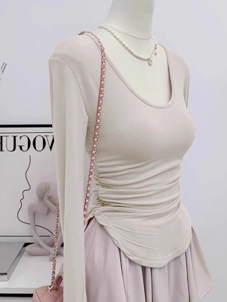 純欲緊身打底衫上衣女秋冬2023新款辣妹內搭超顯身材德絨長袖t恤