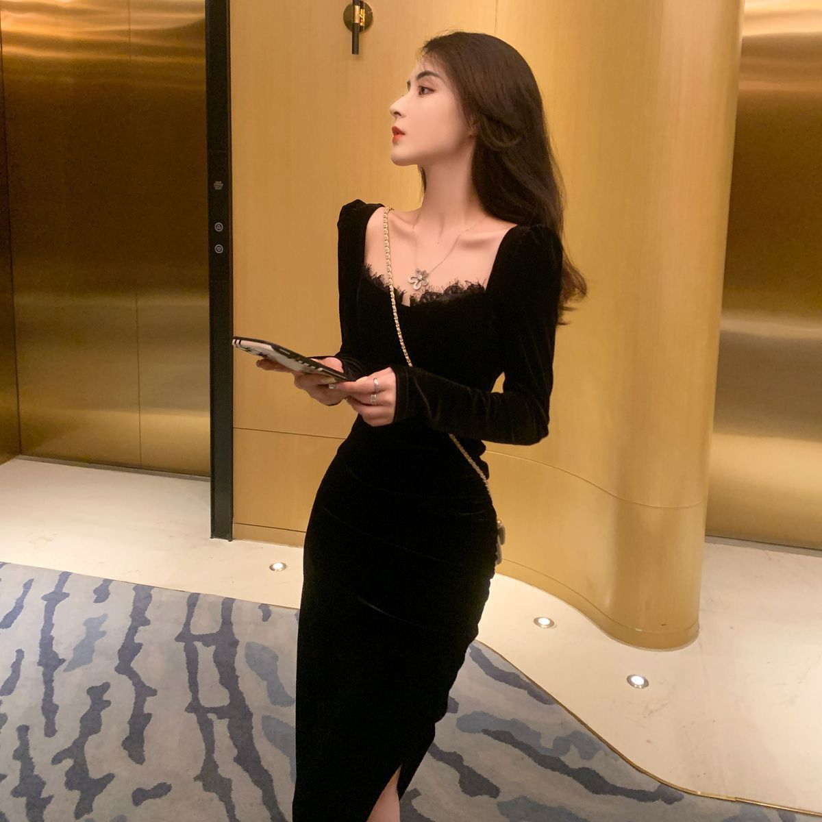 連衣裙春秋裝2023年新款女時尚氣質百搭復古港味潮ins法式復古