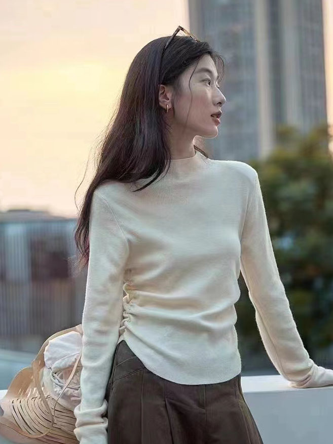 半高領打底衫女秋冬內搭針織衫修身獨特别致短款毛衣長袖上衣