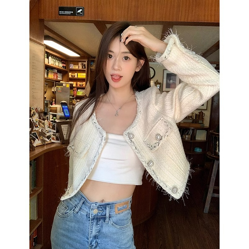 2023 French style lining autumn French style jacket for women high-end short tops for women