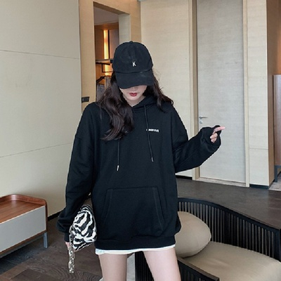 oversize連帽衛衣女秋季中長款炸街高級感寬鬆套頭vingate上衣潮
