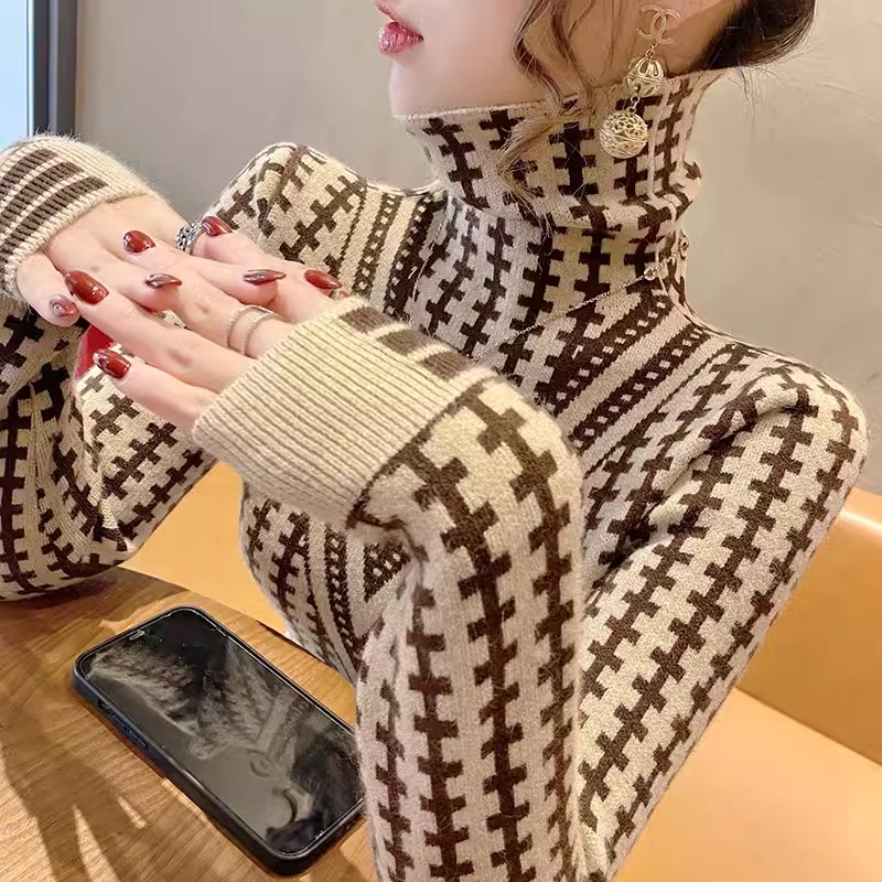 高領毛衣女打底衫時髦時尚洋氣年新款秋冬假兩件上衣內搭