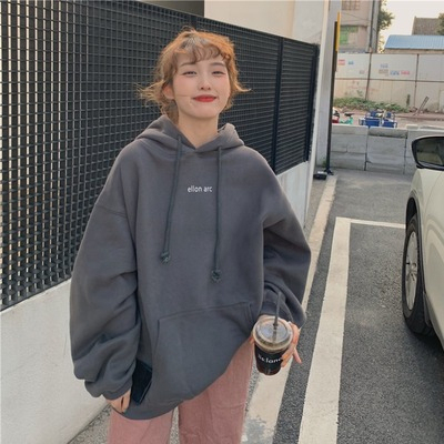 Hooded sweatshirt for women in autumn and winter new trendy brand ins loose thickened oversize lazy style versatile jacket top